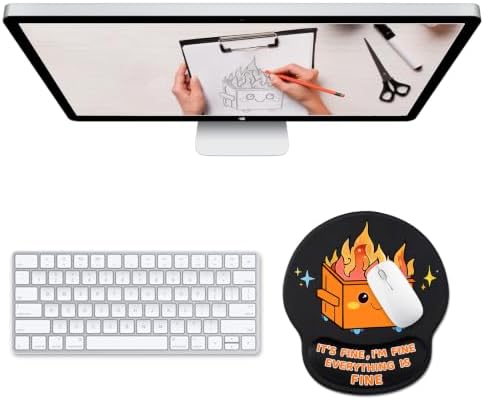 Hancynir Dumpster on Fire Ergonomic Mouse Pad with Wrist Support Desk Decor