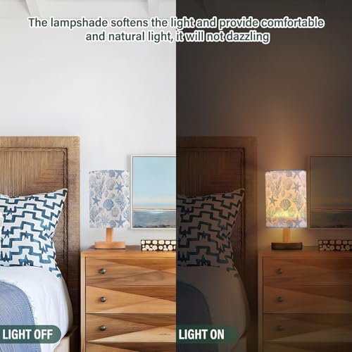 ALAZA Seashell Coral Starfish Blue Decor Bedside Table Lamp with USB Port for Bedroom Nightstand Office Desk LED Bulb Included