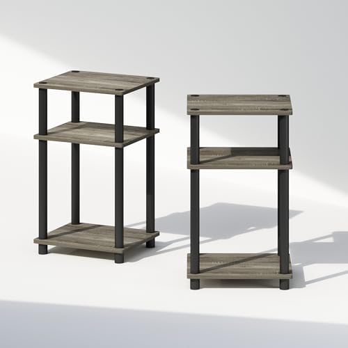 Furinno JUST Set of 2 Toolless 3-Tier Night Stand, French Oak