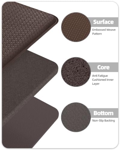 Color&Geometry Kitchen Mat for Floor 17x59 Anti Fatigue Easy Clean, Brown