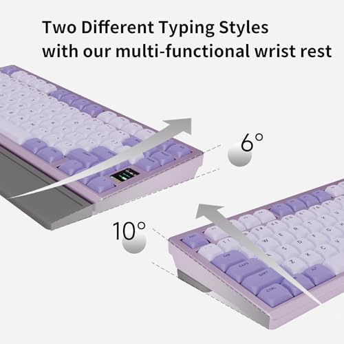 OOCTPK Mechanical Keyboard, Chilkey ND75 LP Wireless Gaming Keyboard with LCD Screen, Bluetooth 5.3/2.4G/USB-C, Hot Swappable Per-Key RGB Custom, Thin Front, Wrist Rest, Full-Aluminum, PC/Mac Support
