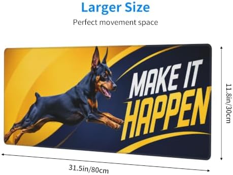 Mini Pinscher Gaming Mouse Pad Large Mouse Pad 11.8x31.5 in Yellow