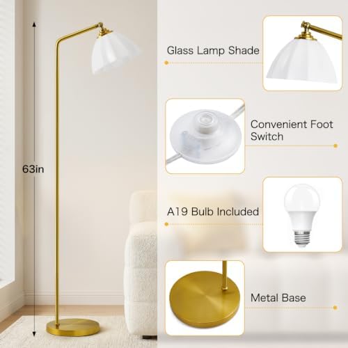 GyroVu Floor Lamps for Living Room, 63" Modern Tall Standing Lamp, 3CCT