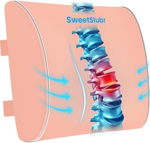 SweetSlubr Lumbar Support Pillow for Office Chair, Back Support(Pink,XL)