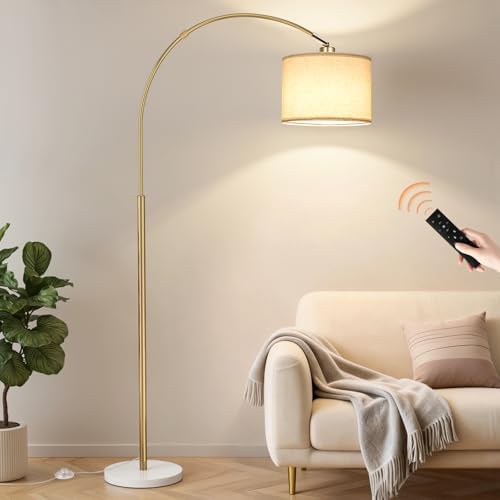 Ambimall Dimmable Arc Floor Lamp with Remote, Color Temp Adjustable, Marble