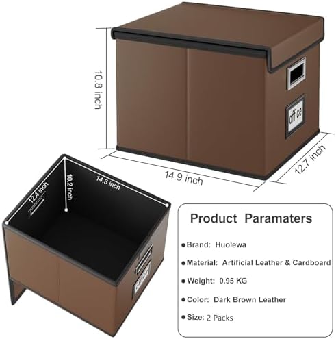 File Organizer Box with Lids, Collapsible File Folder Organizer