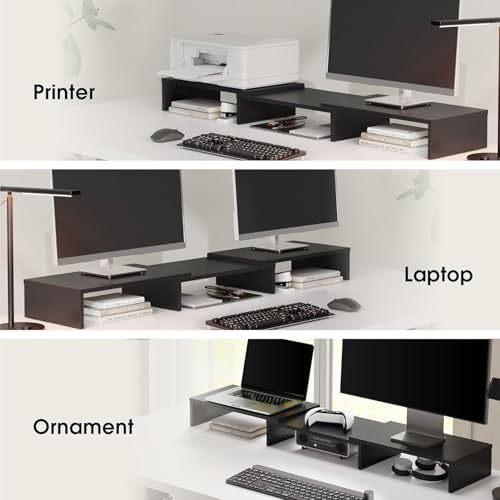 FITUEYES Dual Monitor Stand Riser, Adjustable Length and Angle, Black