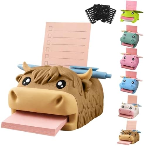 Cow Note Toad Desk Organizer Sticky Note Holder, with 3 Writing Guides