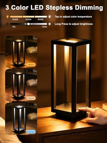 Cordless Table Lamp,Outdoor Rechargeable Table Lamp 7200mAH Battery 2PCS