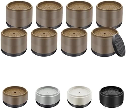 Furniture Risers Bed Risers Heavy Duty 1 inch, 2 inch, 3 inch, 4 inch Round Adjustable Bed Lifts Riser for Desk Legs Table Couch Sofa Chair Refrigerator Washing Machine (1+1 Inch, Brown, 8 Pack )