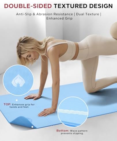 HAPBEAR Foldable Yoga Mat - 72"x24"x0.24" (6mm), Non-Slip TPE Exercise Mat for Home Workout, Yoga, Pilates,Stretching, & Travel, Durable & Eco-Friendly, Includes Carry Bag