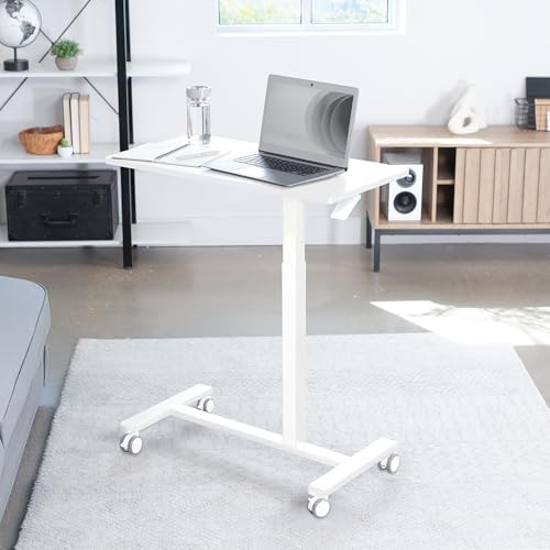 VIVO White Mobile 32 x 16 inch Over Couch Laptop Table, CART-V02L-W