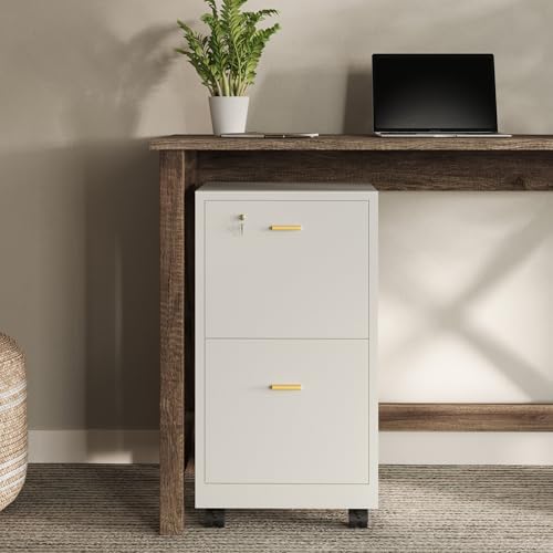 Lavish Home 2-Drawer Wooden File Cabinet with Lock, White, 16” x 27”