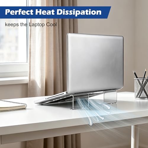 Slim Acrylic Laptop Stand, Portable Ventilated Desktop Riser for Desk, 11-17 Inch