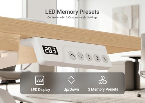 YDN Electric Standing Desk, 55x24 Inch, Nature