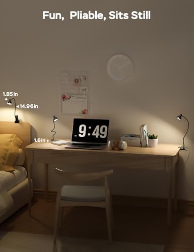 LiFMIRA Clip-on Reading Light - 3 Color Modes, 10 Dimmable Brightness,Black