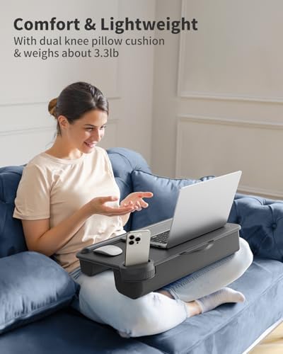 SAIJI Laptop Lap Desk with External Monitor Holder Fits Up to 17" Laptops