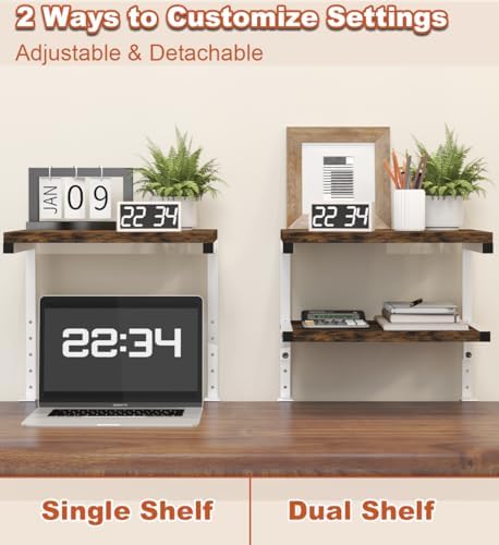 Mondazie 2-Tier Adjustable Desk Shelf Organization, White