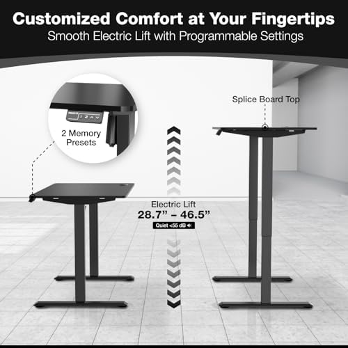 Mount-It! Electric Standing Desk Adjustable Height 40x24 – Compact Sit Stand Desk with Memory Presets, Home Office Workstation, Ergonomic Small Computer Table, Black Frame and Black Top