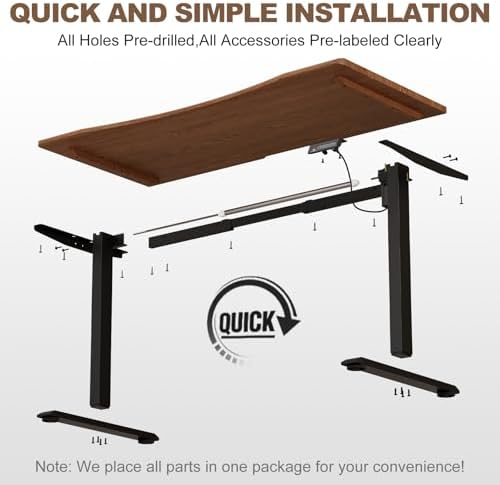 Solid Wood Electric Standing Desk, 55"x23.6" Walnut Standing Desk