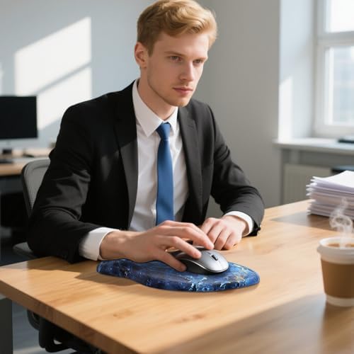 MROCO Ergonomic Mouse Pad with Wrist Support, 11.8 x 7.8 in, Ocean Marble