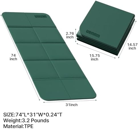 Foldable Yoga Mat 75"x31"x0.24" Portable Exercise Mat
