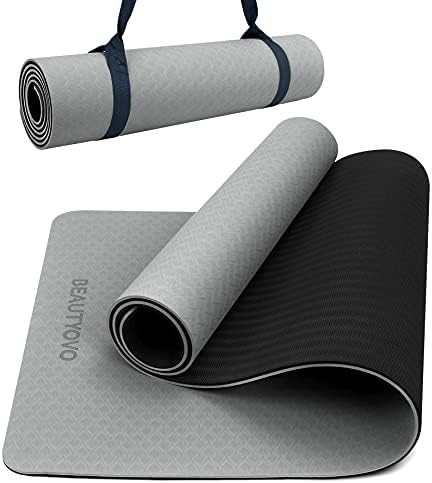 BEAUTYOVO Yoga Mat with Strap, 1/3 Inch Extra Thick Yoga Mat Double-sided Non Slip, Professional TPE Yoga Mats for Women Men, Workout Mat for Yoga, Pilates and Floor Exercises