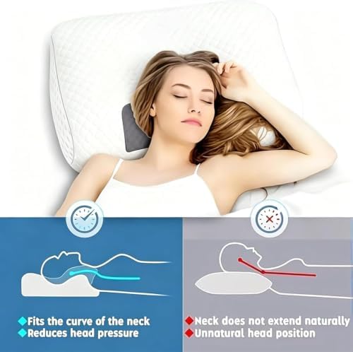 Cervical Neck Pillow 3D Ultra-Soft Neck Support Pillows Queen Size Set of 2