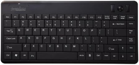 Perixx Periboard-706 Wireless Mini Keyboard, Build-in 0.55 Inch Trackball for Pointing Feature, Black, US English Layout
