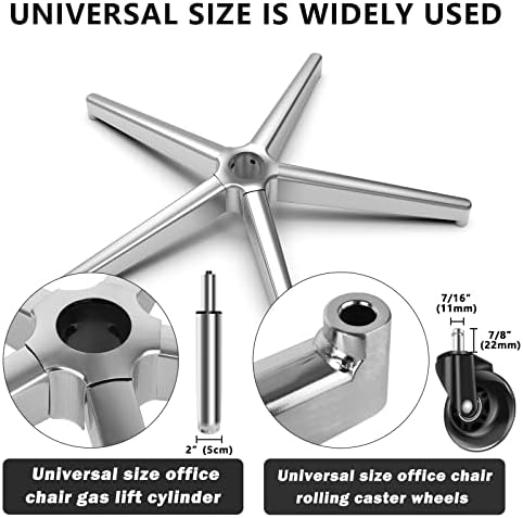 Office Chair Replacement Parts-28'' Heavy Duty Base Replacement(2200Lbs) - Desk Chair Reinforced Metal Leg,Universal Caster and Gas Cylinder Size (Silver)