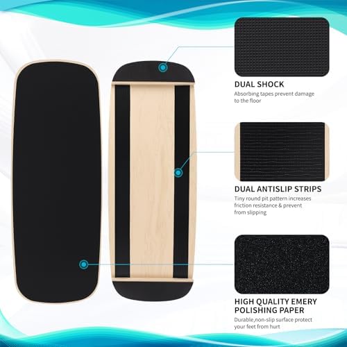 Balance Board for Adults, Wooden Surf Trainer with Roller