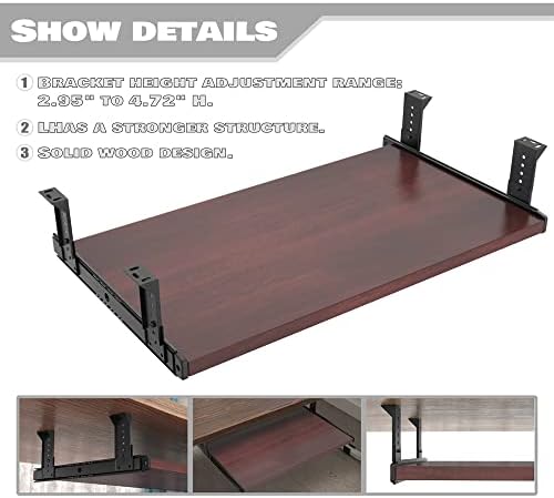FRMSAET Under Desk 20/24/30 inch Keyboard Drawer Platform (24 in, Mahogany)
