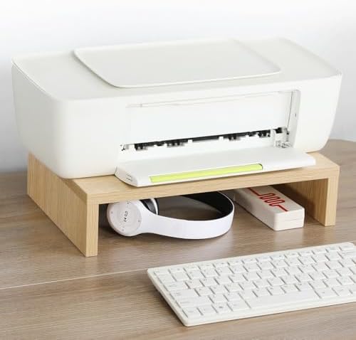TEAMIX Wood Monitor Stand Riser for Desk - 14.2 inch, Small Laptop Stand
