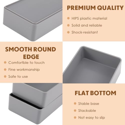 Teling 12 Pcs Grey Plastic Desk Drawer Organizer Pen Tray Shallow