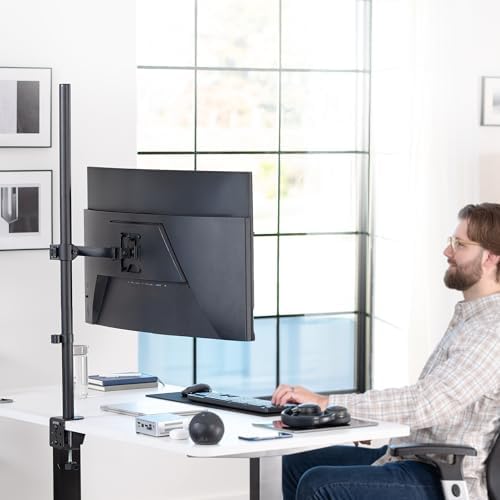 VIVO Extra Tall Single Monitor Desk Mount, 39 inch Pole VESA Stand for 13 to 32 inch Screens and up to 38 inch Ultrawides, Holds 22 lbs, Black, STAND-V011
