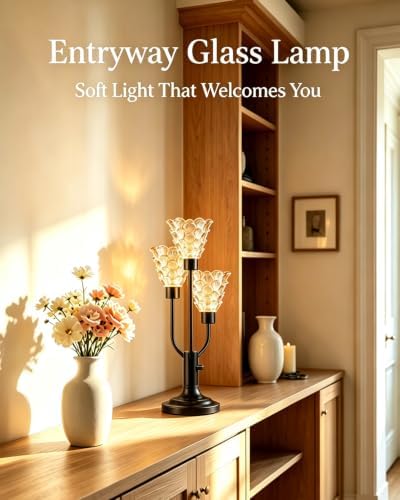 Lightdot Mid Century Modern Glass Table Lamp Dimmable 3 Bulbs Included Gift