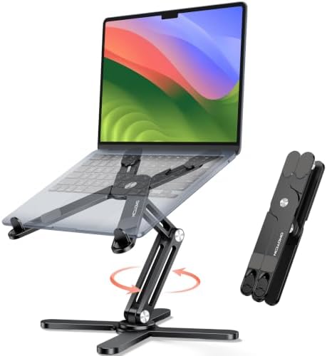 OMOTON LA10 360° Rotating Laptop Stand Riser Foldable for Desk, Black