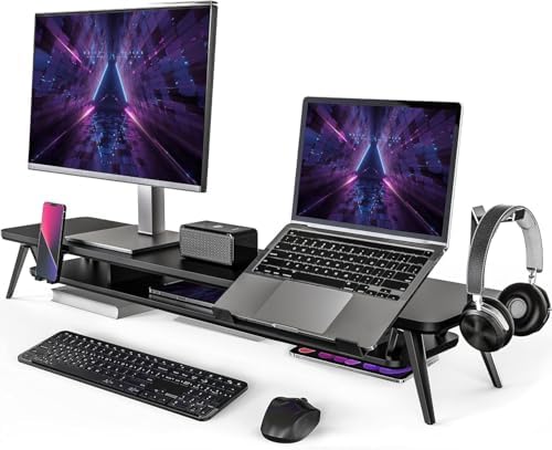 Fenge 42.5-Inch Monitor Stand Riser with Laptop, Phone & Headphone Holders