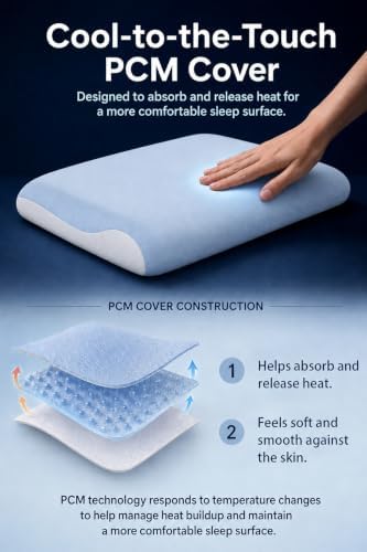 Memory Foam Pillow, Cooling Cover, Ergonomic Neck Support, Queen Loft 5.1"