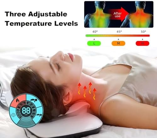 Multifunctional Cervical Traction Device, Electric Neck Stretcher, Dynamic Neck Stretching Function, Electrotherapy And Heat Therapy To Relieve Neck Pain, 3 Massage Modes For Home Use (White)