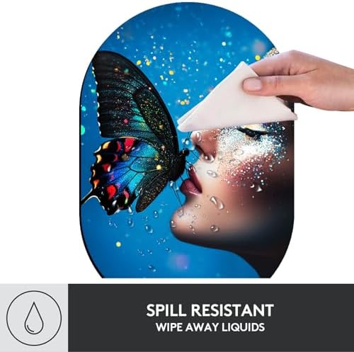 Small Mouse pad, Portable, Waterproof Non-Slip Rubber Bottom, Suitable for Wireless Mouse, Laptop Keyboard Tray for Both Men and Women, Office Travel 7.1x10.6in，Butterfly and Glittery Face