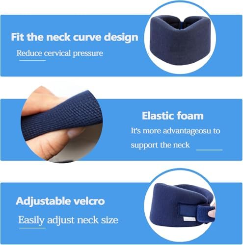 Neck Braces for Neck Pain and Support High-Density Comfort Cervical Collar for Vertebrae Stable and Aligned, Relieve Injury Spine Pressure – Neck Brace for Women & Men Sleeping, Working, Posture (Nevy Blue, Large)