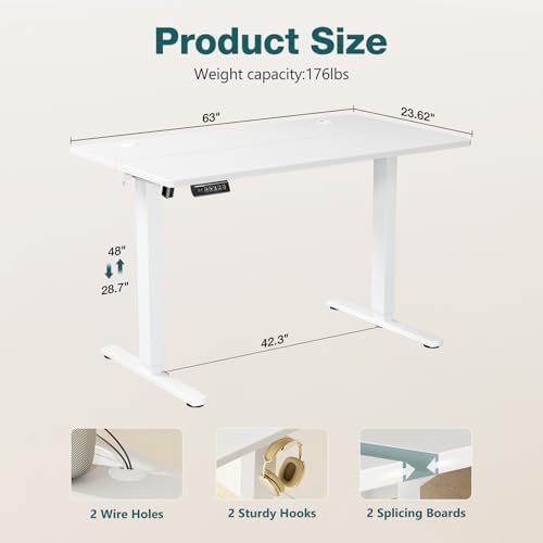 Sweetcrispy Electric Standing Desk, Computer Desk, 63x24 Inch