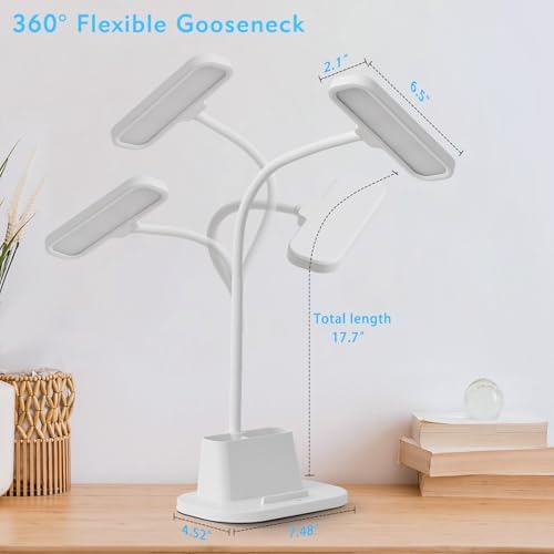 BOHON Desk Lamp for Home Office Desk Light with USB-C Charging Port White