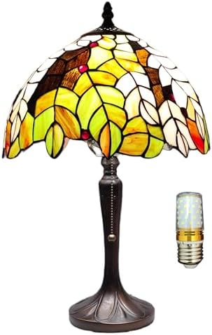 Tiffany Lamp Maple Leaf Style Stained Glass Table lamp 12X18 Inches Tiffany Style Reading Desk Light for Bedroom Living Room,LED Bulb Included