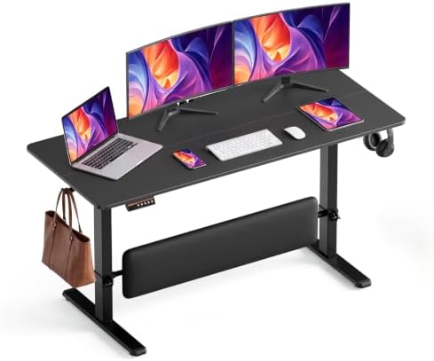 MALOL 56" x 24" Electric Standing Desk with Adjustable Footrest, Black