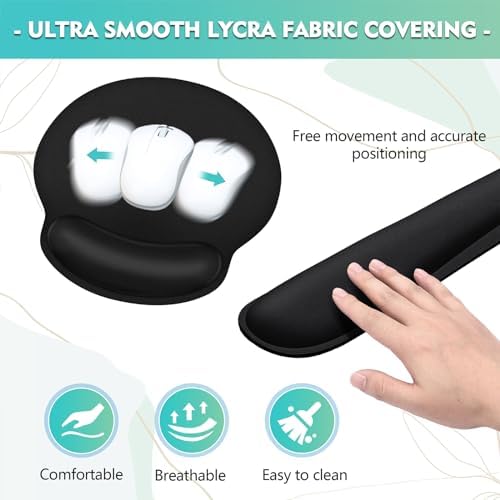 Mouse Pad and Keyboard Wrist Rest- Ergonomic Wrist Rest for Computer Keyboard and Mouse Pad, Memory Foam Wrist Support for Comfy Typing, Ideal for Laptop, Office, Gaming