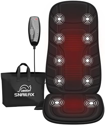 Snailax Vibration Back Massage Seat Cushion with Heat, Office Chair Pad