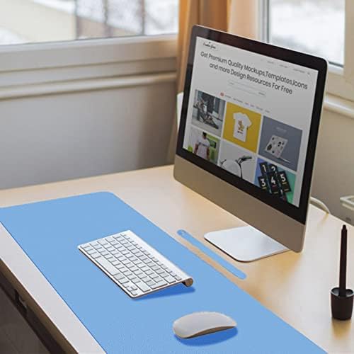 Boutilon Leather Desk Pad Protector,Non-Slip Mouse Pad,Laptop Desk Pad,Office Mouse Mat,Waterproof Leather Desk Blotter,Desk Writing Pad for Office and Home (M-Blue,30"x14")