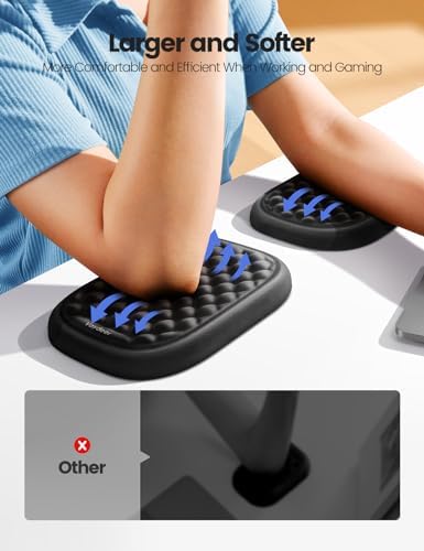 [Upgraded Larger and Thicker]Vaydeer Elbow Rest Pad, Desk Wrist Rest Memory Foam Armrest, Ergonomic Mouse Cushion Support, Wrist Pain Relief for Computer Laptop Working Typing Gaming Office Black Blue